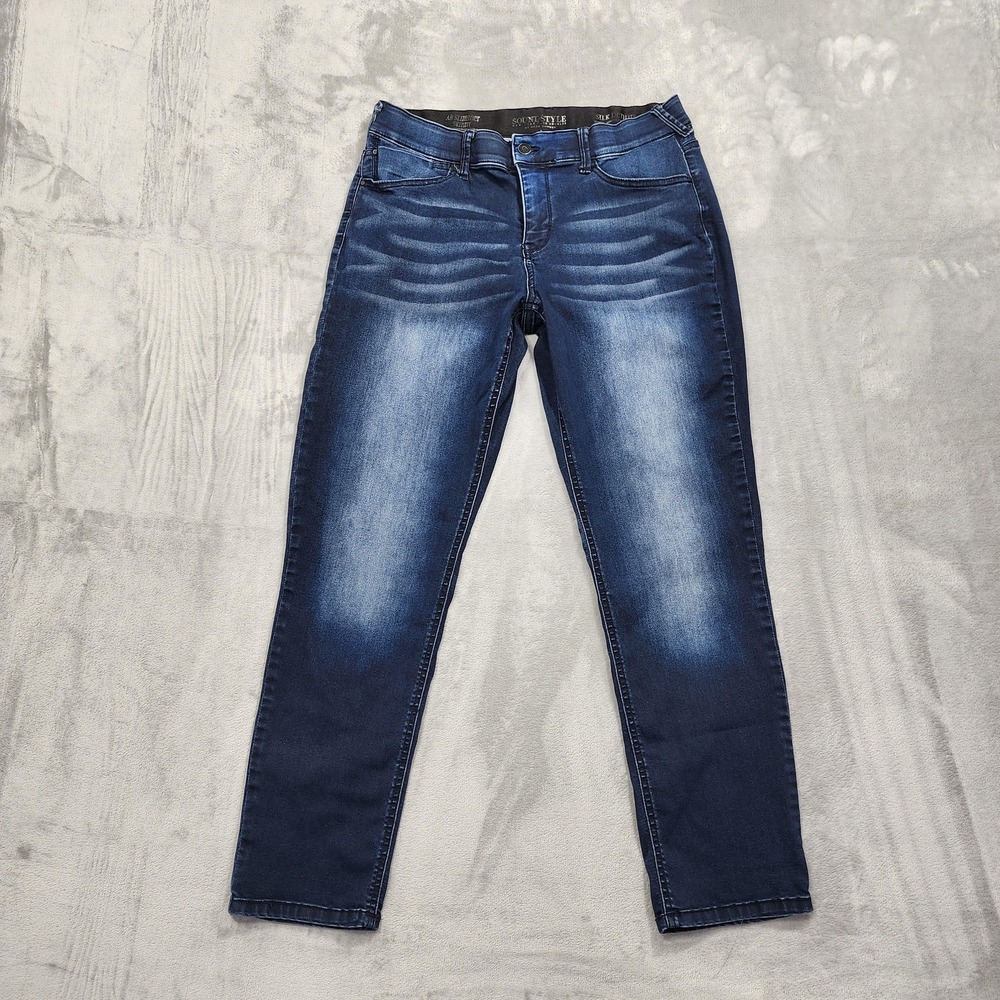Soundstyle Jeans Womens 14 Blue Mid Rise Ab Slimmer‎ Skinny Stretch Denim Casual